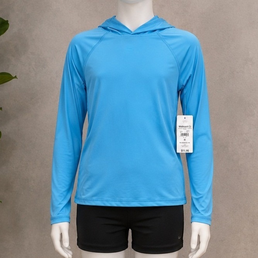 Ocean Gear Girls Swim Top Hooded Rash Guard UPF 50+ Turquoise XL 14-16